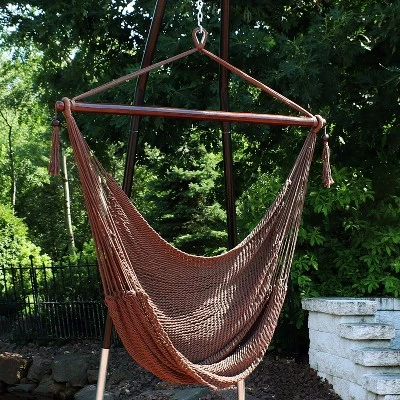 Sunnydaze Decor Sunnydaze Caribbean Style Extra Large Hanging Rope Hammock Chair Swing For Backyard And Patio 1 Sunnydaze Decor Sunnydaze Caribbean Style Extra Large Hanging Rope Hammock Chair Swing For Backyard And Patio
