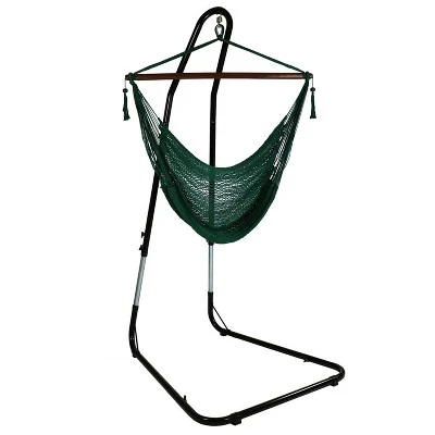 Sunnydaze Decor Sunnydaze Caribbean Style Extra Large Hanging Rope Hammock Chair Swing With Stand - 300 Lb Weight Capacity 14 Sunnydaze Decor Sunnydaze Caribbean Style Extra Large Hanging Rope Hammock Chair Swing With Stand - 300 Lb Weight Capacity - Image 14