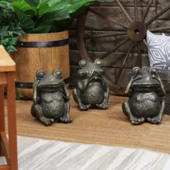 Sunnydaze Decor Sunnydaze 14" Indoor/Outdoor 3 Wise Frogs Statue Trio Set - Hear No Evil, See No Evil, Speak No Evil -Sunnydaze Decor GUEST 026bd65c 9d6e 43d4 bf12 810e36326a4e