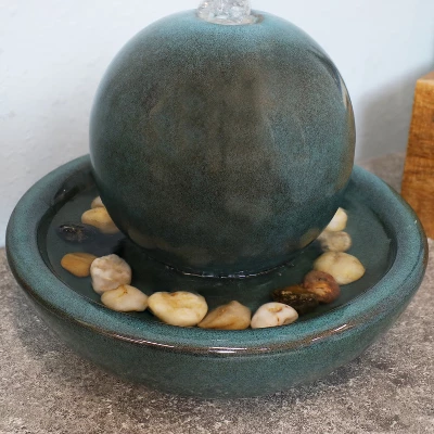 Sunnydaze Decor Sunnydaze Indoor Home Decorative Smooth Glazed Ceramic Orb Tabletop Water Fountain Feature - 7" - Green 4 Sunnydaze Decor Sunnydaze Indoor Home Decorative Smooth Glazed Ceramic Orb Tabletop Water Fountain Feature - 7" - Green - Image 4