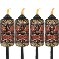 Sunnydaze Decor Sunnydaze Outdoor 3-in-1 Adjustable Height Tiki Face Patio And Lawn Torch Light Set -Sunnydaze Decor GUEST 02e340a3 b070 4cdc bea0 9422d393675c