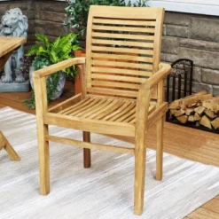 Sunnydaze Decor Sunnydaze Outdoor Solid Teak Wood With Light Stained Finish Slatted Patio Lawn Arm Chair - Light Brown 14 Sunnydaze Decor Sunnydaze Outdoor Solid Teak Wood With Light Stained Finish Slatted Patio Lawn Arm Chair - Light Brown -Sunnydaze Decor GUEST 04832c07 7484 4968 a10e bbb212acc8ef