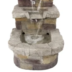 Sunnydaze Decor Sunnydaze 21"H Electric Polyresin 3-Tier Brick Steps Outdoor Water Fountain With LED Light -Sunnydaze Decor GUEST 055721bc b45c 42a5 948b 9b4129d37f3c