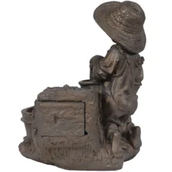 Sunnydaze Decor Sunnydaze Outdoor Polyresin Boy With Dog Solar Powered Water Fountain Feature With LED Light - 15" - Light Brown -Sunnydaze Decor GUEST 05860928 4cfb 4756 9b3c 83902de1e672