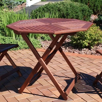 Sunnydaze Decor Sunnydaze Outdoor Meranti Wood Folding Octagon Patio Dining Table - 35" - Brown 1 Sunnydaze Decor Sunnydaze Outdoor Meranti Wood Folding Octagon Patio Dining Table - 35" - Brown