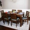 Sunnydaze Decor Sunnydaze Indoor 7-Piece Solid Rubberwood Dining Table And Chairs Set - Dark Walnut With Gray Cushions