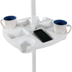 Sunnydaze Decor Sunnydaze Outdoor Drink And Snack Table With Tray Slots And 4 Cup Holders For Beach Umbrella Poles - White -Sunnydaze Decor GUEST 07ef251d b212 42e6 b397 7eb04bf540f0