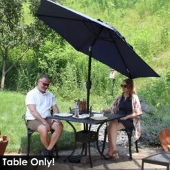 Sunnydaze Decor Sunnydaze Square Cast Aluminum Outdoor Patio Dining Table With Umbrella Hole, Black -Sunnydaze Decor GUEST 083264e7 a571 4c46 95fa ba6480658e24