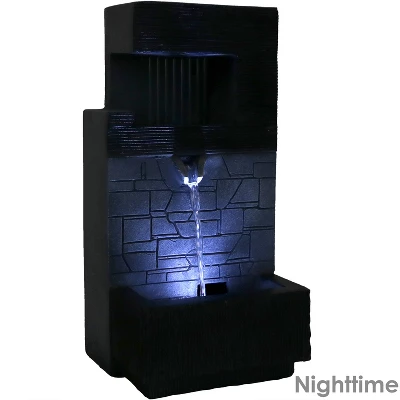 Sunnydaze Decor Sunnydaze Indoor Home Office Polyresin Modern Tiered Brick Wall Tabletop Water Fountain With LED Light - 13" 2 Sunnydaze Decor Sunnydaze Indoor Home Office Polyresin Modern Tiered Brick Wall Tabletop Water Fountain With LED Light - 13" - Image 2