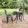 Sunnydaze Decor Sunnydaze Floral Design Cast Aluminum Outdoor Patio Bistro Set, Black, 3pc