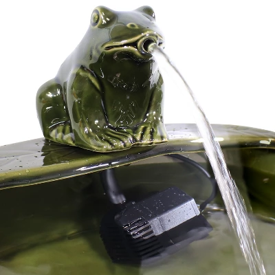 Sunnydaze Decor Sunnydaze Outdoor Solar Powered Ceramic Spitting Frog Water Fountain With Submersible Pump - 7" - Green 2 Sunnydaze Decor Sunnydaze Outdoor Solar Powered Ceramic Spitting Frog Water Fountain With Submersible Pump - 7" - Green - Image 2