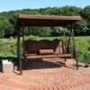 Sunnydaze Decor Sunnydaze Outdoor 3-Person Aluminum Patio Swing With Adjustable Canopy, Cushions And Pillow