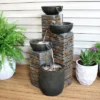 Sunnydaze Decor Sunnydaze 34"H Electric Polyresin Staggered Bowls Tiered Outdoor Water Fountain With LED Lights