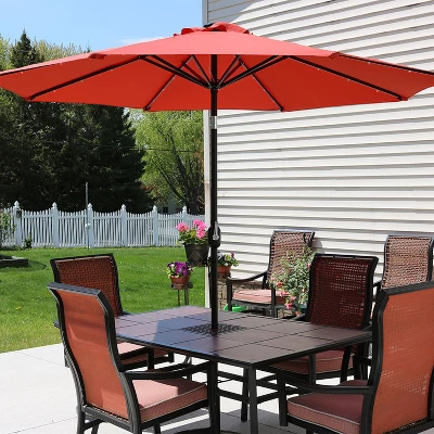 Sunnydaze Decor Sunnydaze Outdoor Aluminum Pool Patio Umbrella With Solar LED Lights, Tilt, And Crank - 9' 2 Sunnydaze Decor Sunnydaze Outdoor Aluminum Pool Patio Umbrella With Solar LED Lights, Tilt, And Crank - 9' - Image 2