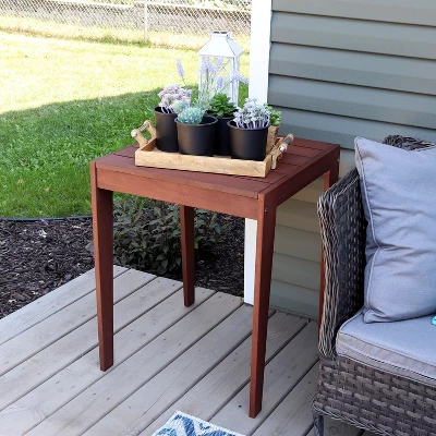 Sunnydaze Decor Sunnydaze Outdoor Meranti Wood With Mahogany Teak Oil Finish Square Wooden Patio Table - 23.75" - Brown 1 Sunnydaze Decor Sunnydaze Outdoor Meranti Wood With Mahogany Teak Oil Finish Square Wooden Patio Table - 23.75" - Brown