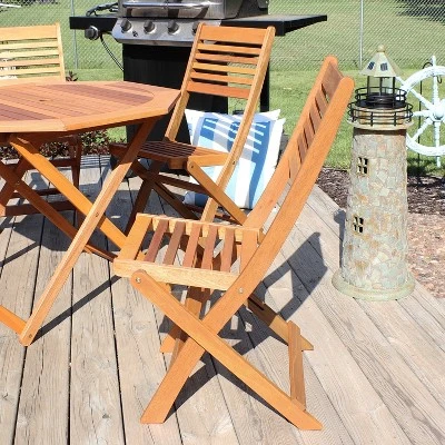 Sunnydaze Decor Sunnydaze Outdoor Meranti Wood With Teak Oil Finish Wooden Folding Patio Bistro Chairs Set - Brown - 2pk 2 Sunnydaze Decor Sunnydaze Outdoor Meranti Wood With Teak Oil Finish Wooden Folding Patio Bistro Chairs Set - Brown - 2pk - Image 2