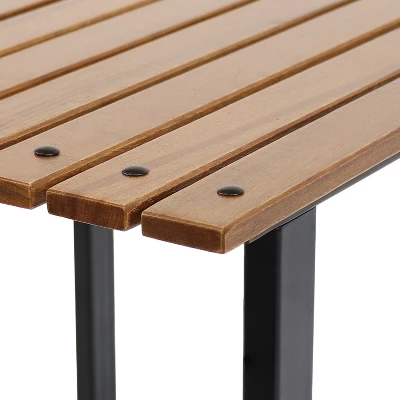 Sunnydaze Decor Sunnydaze Outdoor Rectangle Side Table - Chestnut With Powder-Coated Steel Frame - Brown 2 Sunnydaze Decor Sunnydaze Outdoor Rectangle Side Table - Chestnut With Powder-Coated Steel Frame - Brown - Image 2