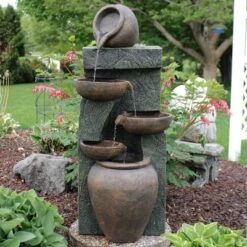 Sunnydaze Decor Sunnydaze 39"H Electric Polyresin And Fiberglass Cascading Earthenware Tiered Outdoor Water Fountain