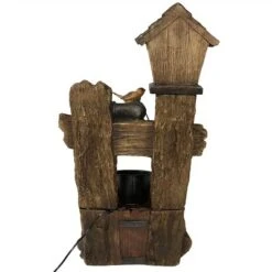 Sunnydaze Decor Sunnydaze 29"H Electric Polyresin Bird House With Leaking Pipe Outdoor Water Fountain With LED Light -Sunnydaze Decor GUEST 13c75edc cdd9 463f a3e1 dd01ba2a69e2