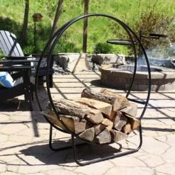 Sunnydaze Decor Sunnydaze Outdoor Heavy-Duty Steel Firewood Log Hoop Storage Rack With Weather-Resistant PVC Log Hoop Cover -Sunnydaze Decor GUEST 16817b0a da3c 4b2f b605 96efd0446e96