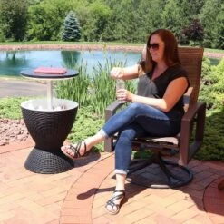 Sunnydaze Decor Sunnydaze Rattan Design Patio Bar Cooler Table With Height-Adjustable Tabletop - Phantom Gray -Sunnydaze Decor GUEST 175c010e c3da 478f 82ed 2ecfbfdcc534