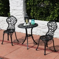 Sunnydaze Decor Sunnydaze Floral Design Cast Aluminum Outdoor Patio Bistro Set, Black, 3pc 11 Sunnydaze Decor Sunnydaze Floral Design Cast Aluminum Outdoor Patio Bistro Set, Black, 3pc -Sunnydaze Decor GUEST 177e9e34 231e 4761 94c5 75dfe17ddd9d