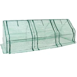 Sunnydaze Decor Sunnydaze Outdoor Portable Slanted Top Plant Shelter Mini Cloche Greenhouse With Zipper Doors - 36" - Green -Sunnydaze Decor GUEST 1780a428 01cc 4720 b4f0 e79e59d81fa9