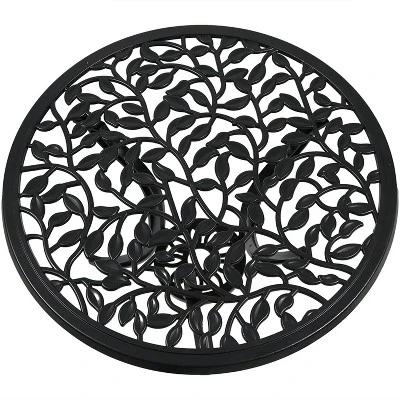 Sunnydaze Decor Sunnydaze Floral Design Cast Aluminum Outdoor Patio Bistro Set, Black, 3pc 2 Sunnydaze Decor Sunnydaze Floral Design Cast Aluminum Outdoor Patio Bistro Set, Black, 3pc - Image 2