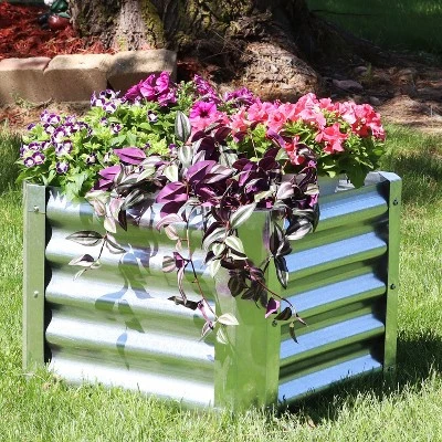 Sunnydaze Decor Sunnydaze Outdoor Lawn And Garden Galvanized Steel Square Raised Vegetable Garden Or Flower Bed Planter Kit - 22" - Silver 1 Sunnydaze Decor Sunnydaze Outdoor Lawn And Garden Galvanized Steel Square Raised Vegetable Garden Or Flower Bed Planter Kit - 22" - Silver