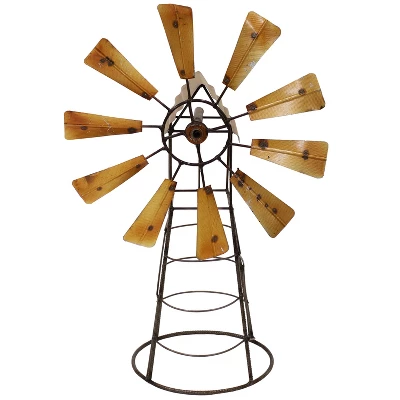 Sunnydaze Decor Sunnydaze Golden Metal Windmill Outdoor Garden Art Statue - 26 In. 5 Sunnydaze Decor Sunnydaze Golden Metal Windmill Outdoor Garden Art Statue - 26 In. - Image 5
