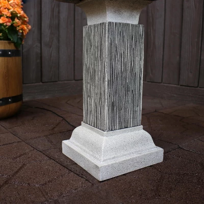 Sunnydaze Decor Sunnydaze 26"H Electric Resin 2-Tier Outdoor Square Bird Bath Water Fountain With LED Lights 5 Sunnydaze Decor Sunnydaze 26"H Electric Resin 2-Tier Outdoor Square Bird Bath Water Fountain With LED Lights - Image 5