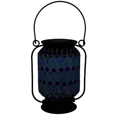 Sunnydaze Decor Sunnydaze Solar LED Outdoor Cool Blue Mosaic Lantern - 8.5" 2 Sunnydaze Decor Sunnydaze Solar LED Outdoor Cool Blue Mosaic Lantern - 8.5" - Image 2