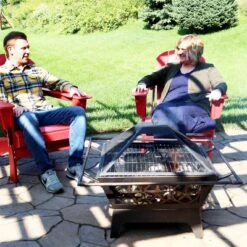 Sunnydaze Decor Sunnydaze Outdoor Camping Or Backyard Steel Northern Galaxy Fire Pit With Cooking Grill Grate, Spark Screen, And Log Poker - 32" -Sunnydaze Decor GUEST 1e49bf95 75f8 4747 86f4 44713d3d469c
