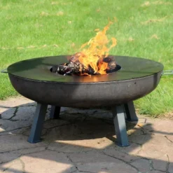 Sunnydaze Decor Sunnydaze Outdoor Camping Or Backyard Large Round Cast Iron Fire Pit With Cooking Ledge - 40" - Dark Gray