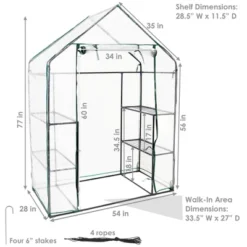 Sunnydaze Decor Sunnydaze Outdoor Portable Tiered Growing Rack Deluxe Walk-In Greenhouse With Roll-Up Door - 4 Shelves - Clear - 54" X 28" X 77" -Sunnydaze Decor GUEST 1e9e7f44 1ab8 4cb6 9387 cf9645b61dbd
