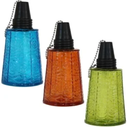 Sunnydaze Decor Sunnydaze Outdoor Refillable Glass Tabletop Torches With Long-Lasting Fiberglass Wicks - Blue, Orange, And Green - 3pc -Sunnydaze Decor GUEST 1f809141 2ae6 494d 822e b76696994c9b