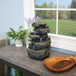 Sunnydaze Decor Sunnydaze Indoor Home Decorative Relaxing Stacked Rocks Tabletop Water Fountain With LED Lights - 10" -Sunnydaze Decor GUEST 208a607d 9566 4210 bc41 89f62179fe0e