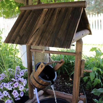 Sunnydaze Decor Sunnydaze 46"H Fir Wood Rustic Wishing Well Outdoor Water Fountain 6 Sunnydaze Decor Sunnydaze 46"H Fir Wood Rustic Wishing Well Outdoor Water Fountain - Image 6