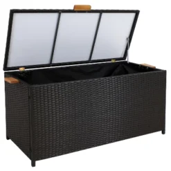 Sunnydaze Decor Sunnydaze 75 Gallon Indoor/Outdoor Acacia Wood And Resin Wicker Storage Deck Box With Hinged Lid -Sunnydaze Decor GUEST 211391f7 2bc3 4866 87dc e66fd36b2410