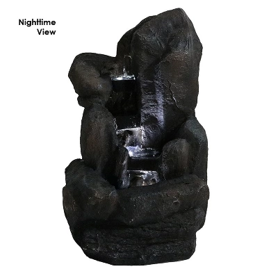 Sunnydaze Decor Sunnydaze Outdoor Solar Powered Rock Falls Water Fountain With Battery Backup, Submersible Pump, And LED Lights - 22" 2 Sunnydaze Decor Sunnydaze Outdoor Solar Powered Rock Falls Water Fountain With Battery Backup, Submersible Pump, And LED Lights - 22" - Image 2