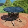 Sunnydaze Decor Sunnydaze Outdoor Crossweave Design Black Cast Aluminum Round Patio Dining Table With Umbrella Hole