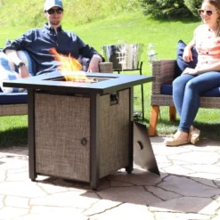 Sunnydaze Decor Sunnydaze Kleifar Modern Smokeless Square Metal Propane Fire Pit With Rafa Fabric Sides - 25.25" H -Sunnydaze Decor GUEST 2363390a d13a 4844 8936 4b3d04efb74a