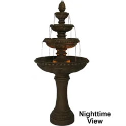 Sunnydaze Decor Sunnydaze 65"H Electric Resin And Concrete 4-Tier Eggshell Edge Outdoor Water Fountain With LED Lights -Sunnydaze Decor GUEST 259808f9 3085 4e93 9b3d 7097e1046a2a