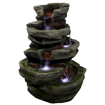 Sunnydaze Decor Sunnydaze 31"H Electric Polyresin And Fiberglass Lighted Cobblestone Waterfall Outdoor Water Fountain With LED Lights 2 Sunnydaze Decor Sunnydaze 31"H Electric Polyresin And Fiberglass Lighted Cobblestone Waterfall Outdoor Water Fountain With LED Lights - Image 2