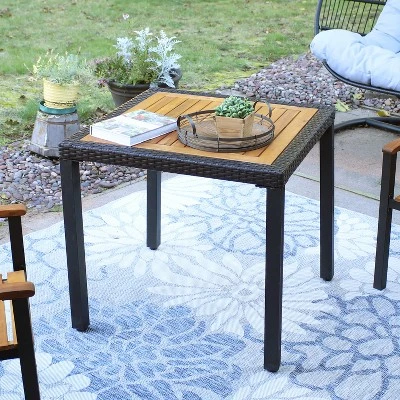 Sunnydaze Decor Sunnydaze Outdoor Acacia Wood And Faux Wicker Resin Patio Dining Table - 31.5" - Brown And Black 1 Sunnydaze Decor Sunnydaze Outdoor Acacia Wood And Faux Wicker Resin Patio Dining Table - 31.5" - Brown And Black