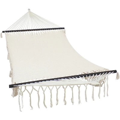 Sunnydaze Decor Sunnydaze Heavy-Duty Deluxe Hand-Woven Cotton American-Style Mayan Hammock With Spreader Bars - 770 Lb Weight Capacity 5 Sunnydaze Decor Sunnydaze Heavy-Duty Deluxe Hand-Woven Cotton American-Style Mayan Hammock With Spreader Bars - 770 Lb Weight Capacity - Image 5