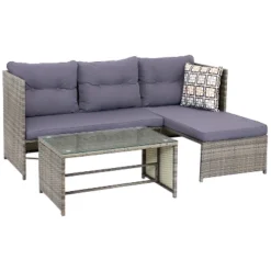 Sunnydaze Decor Sunnydaze Outdoor Longford Patio Sectional Sofa Conversation Set With Cushions And Table - 3pc -Sunnydaze Decor GUEST 2bab34a1 3fa5 487c 9160 6fb24f020c98