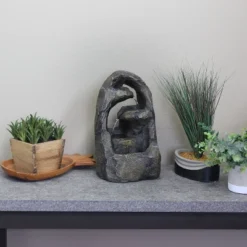 Sunnydaze Decor Sunnydaze Indoor Home Office Decorative Resin Cavernous Rock Tiers Tabletop Water Fountain Feature - 12" -Sunnydaze Decor GUEST 2c0e9819 2173 4f77 a00b ab15f0ab8409