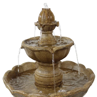 Sunnydaze Decor Sunnydaze 38"H Electric Resin 2-Tier Blooming Flower Outdoor Water Feature 2 Sunnydaze Decor Sunnydaze 38"H Electric Resin 2-Tier Blooming Flower Outdoor Water Feature - Image 2