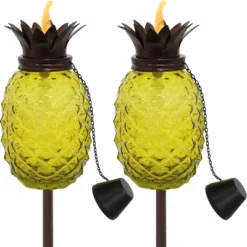 Sunnydaze Decor Sunnydaze Outdoor Adjustable Height 3-in-1 Glass Tropical Pineapple Torches With Connected Snuffs And Metal Poles - 2pk 16 Sunnydaze Decor Sunnydaze Outdoor Adjustable Height 3-in-1 Glass Tropical Pineapple Torches With Connected Snuffs And Metal Poles - 2pk -Sunnydaze Decor GUEST 2c29fb88 1853 4314 a960 123f447ed1ba